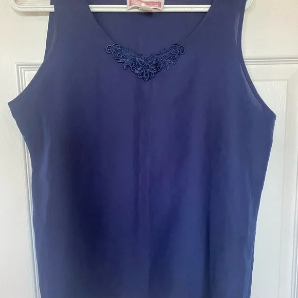 Blue Tank Top with Rounded Neckline - Picture 4 of 4